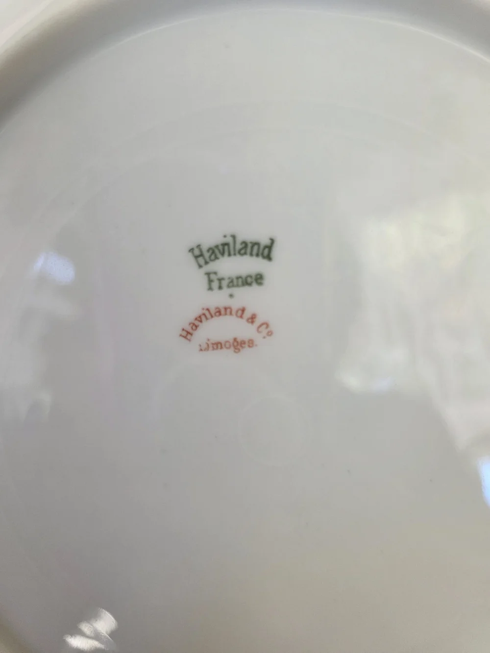 Vintage Haviland France White Porcelain Salad Plates with Gold Scalloped Edge.